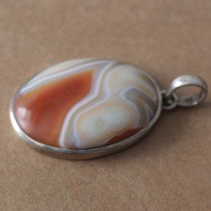 Crazy Lace Agate Oval Sterling Silver Pendant
